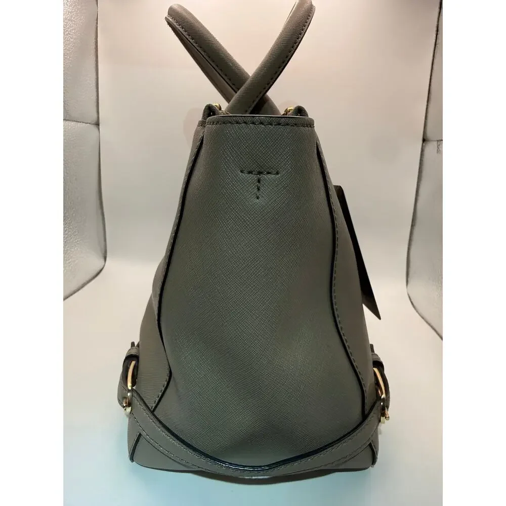 Tory Burch Saffiano Leather Satchel Bag Taupe